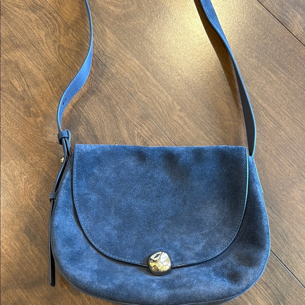 Elegant Blue Suede Shoulder Bag